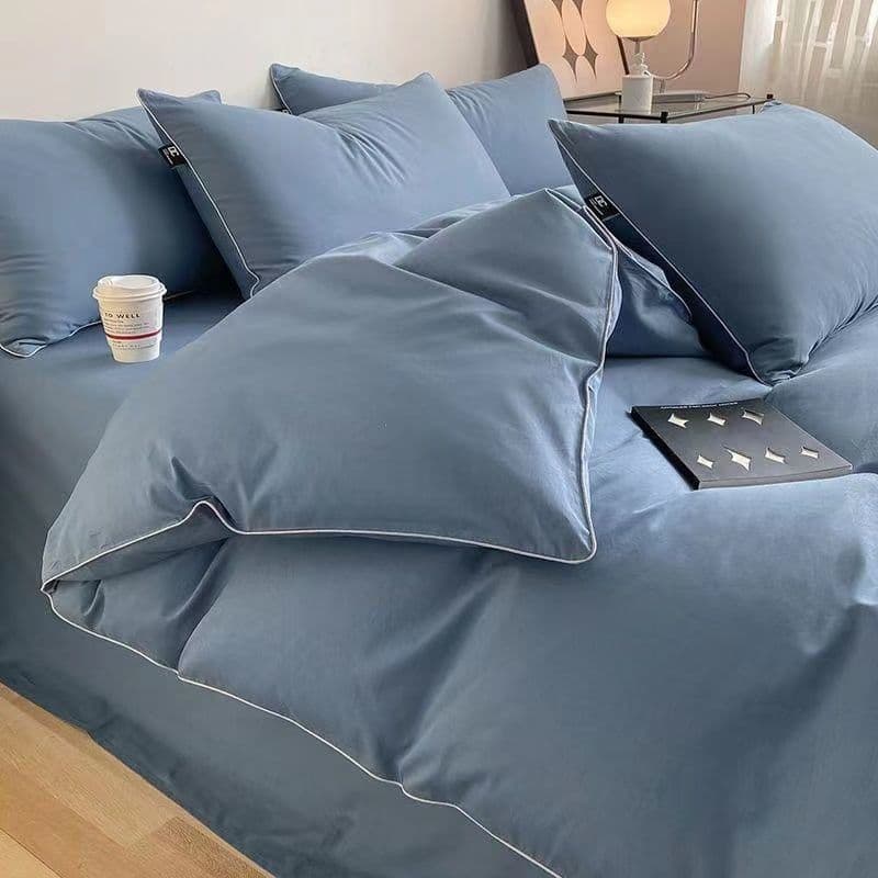 160-thread count long-staple cotton pure cotton bedding four-piece set, all-cotton 100% dormitory sheet three-piece set with fitted sheet style duvet cover