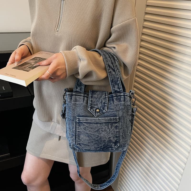 Cross-border denim retro handbag women's 2026 spring and summer new commuter crossbody bag versatile bucket bag shoulder bag