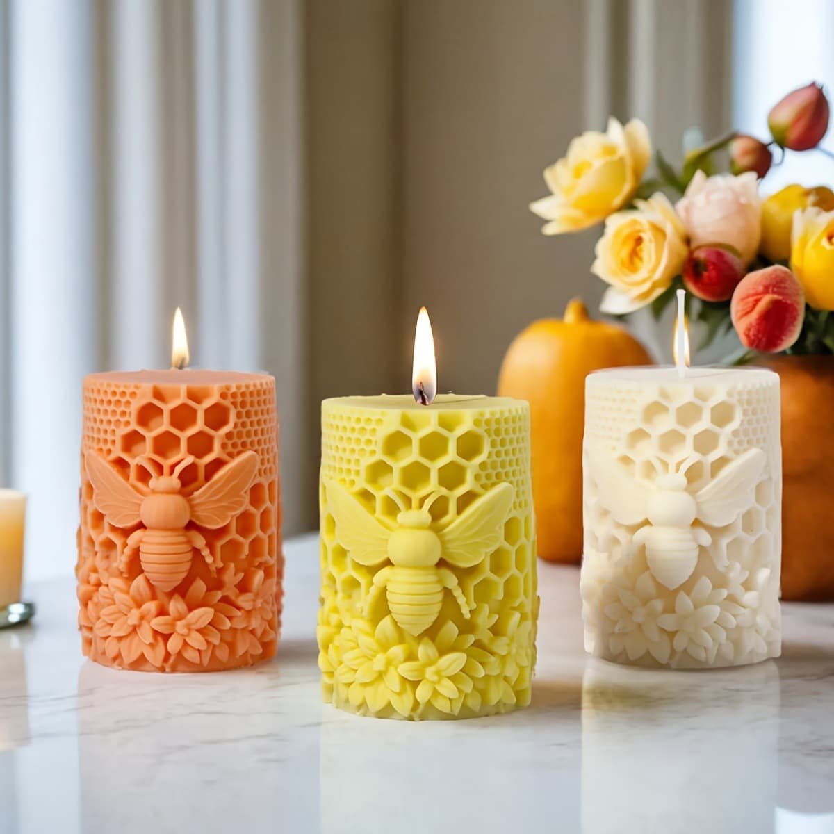 Bee Honeycomb Candle Silicone Mold DIY Cake Jelly Resin Plaster Crafts Ornament Mold