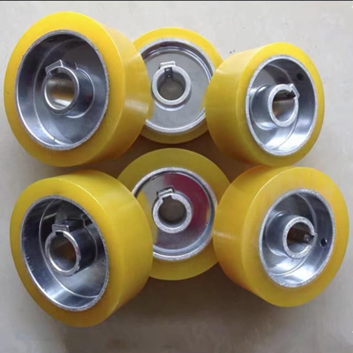 Polyurethane Coated Wheel Wear-Resistant High-Temperature Bearing Rubber Roller Rubber Wheel Load-Bearing Industrial Polyurethane Drive Wheel Rubber