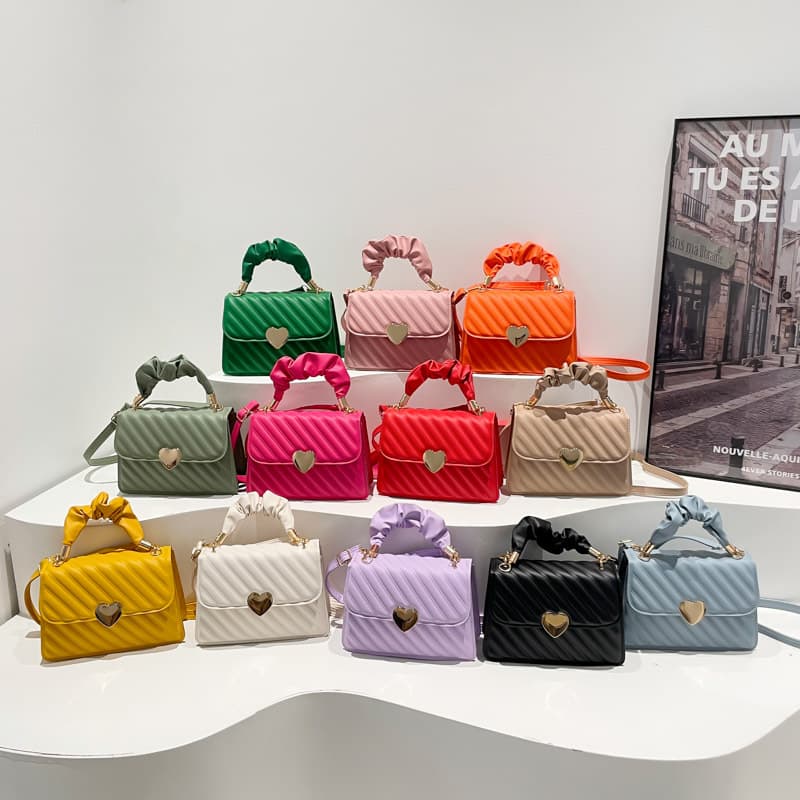Gentle and Fashionable Korean-Style Simple Pleated Handbag 2024 Spring New Versatile Ins-Style Mother-Daughter Bag Small Square Bag for Women
