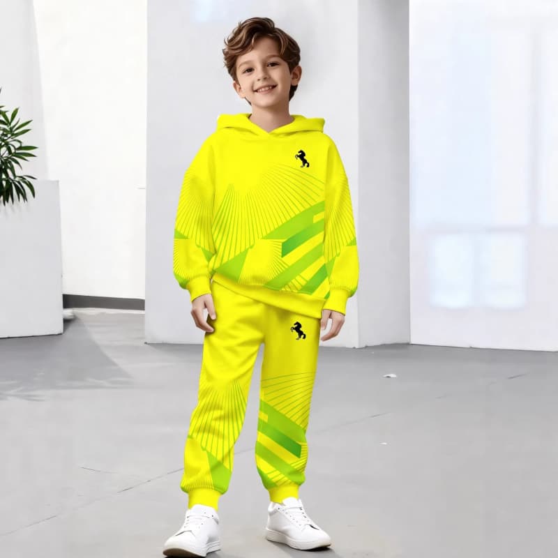 2026 new boys' hooded sweatshirt and trousers spring and autumn new two-piece set, versatile and fashionable