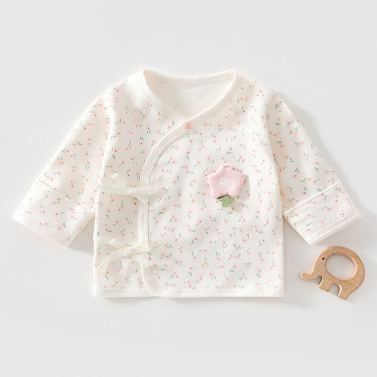 Newborn Baby Clothes Size 52 Half-Back Shirt Pure Cotton Spring/Autumn Class A Long-Sleeve Single Top Monk Style 3