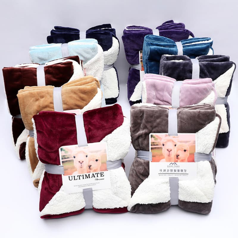 Double-layer Export Lamb Fleece Blanket Quilt, Coral Fleece Sheet, Flannel Small Blanket, Thickened Warmth Wholesale Custom