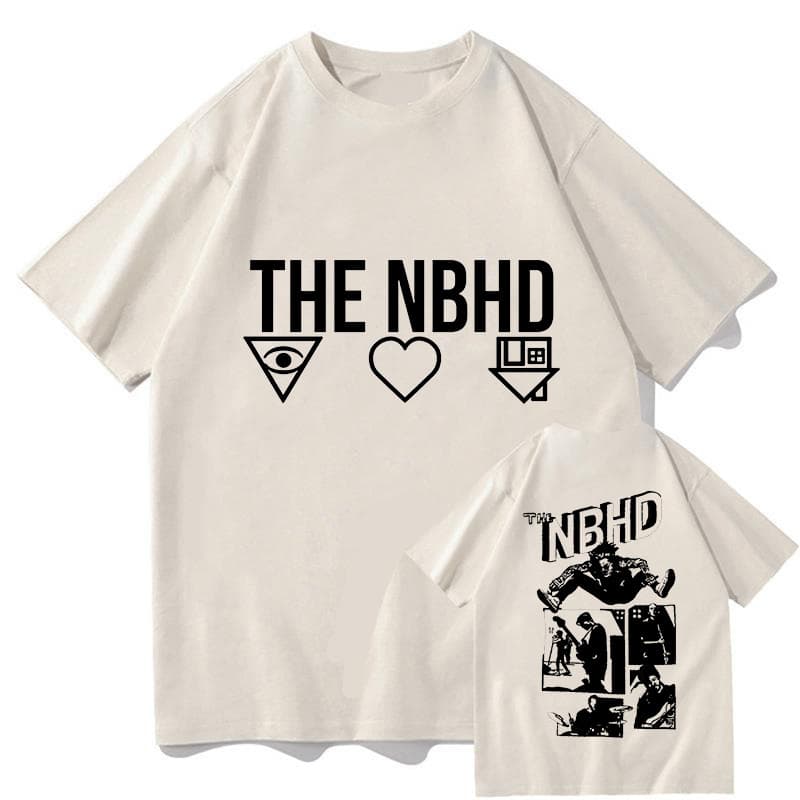 Women's Casual Short Sleeve T-Shirts the Neighbourhood NBHD Printing Breathable Crew Neck Stripe Pattern Four Seasons Wear