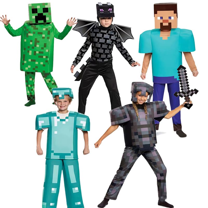 Cross-border Minecraft Cosplay Costume Halloween Performance Diamond Alloy Performance Clothes