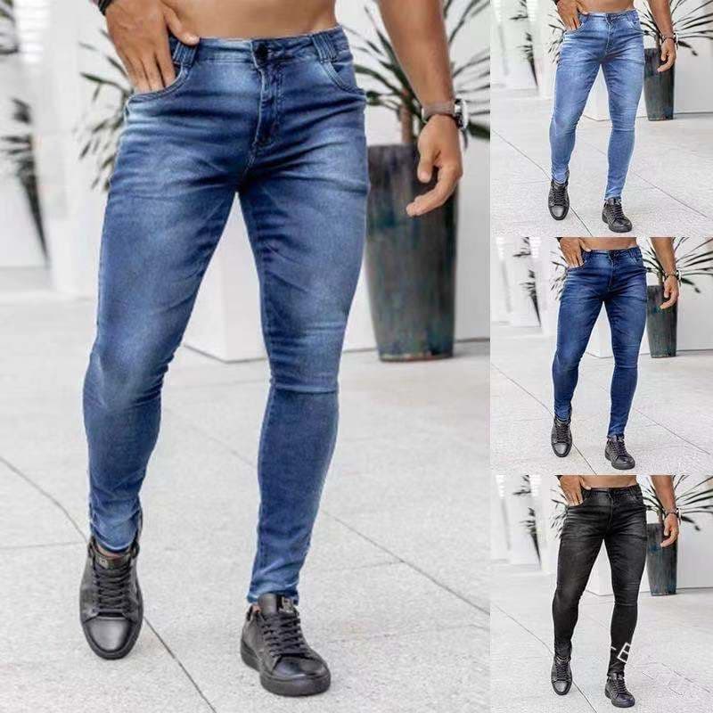 New Men's Jeans from AliExpress, Cross-border Ins Fashion Black High-waist Slim Fit Skinny Jeans