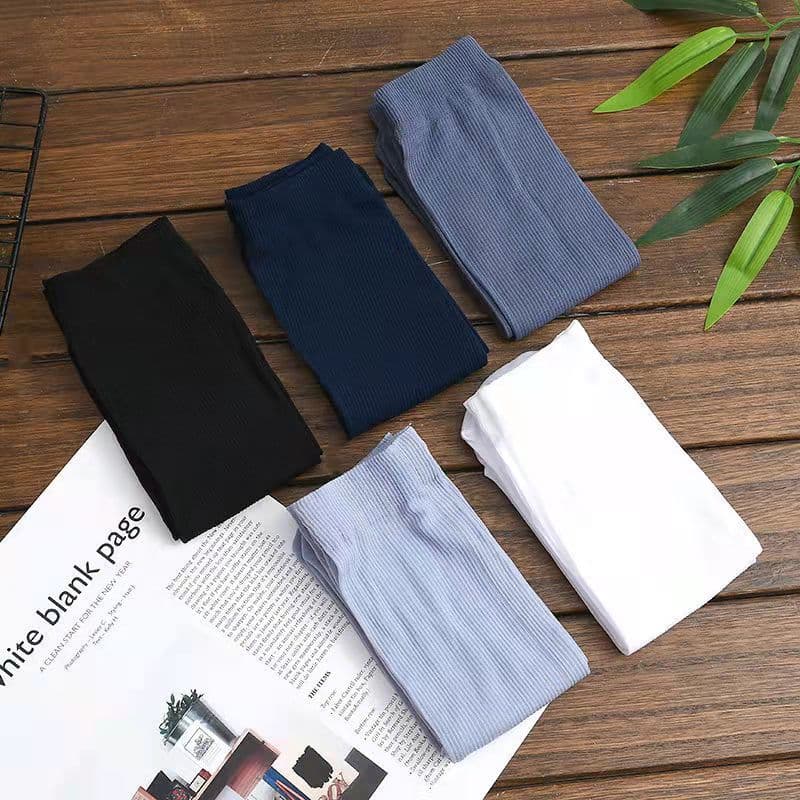 Summer men's pantyhose solid color thin style business casual mid-calf socks vertical stripe breathable sweat-absorbing ice silk men's socks wholesale
