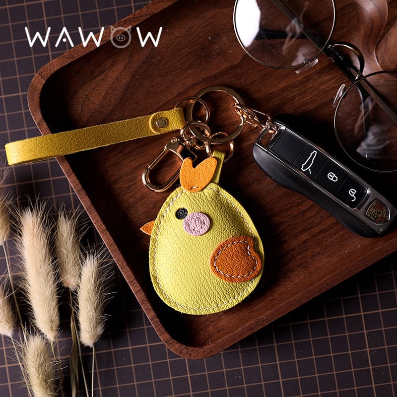 Original design French goatskin handmade keychain bag pendant DIY material package cartoon bag doll