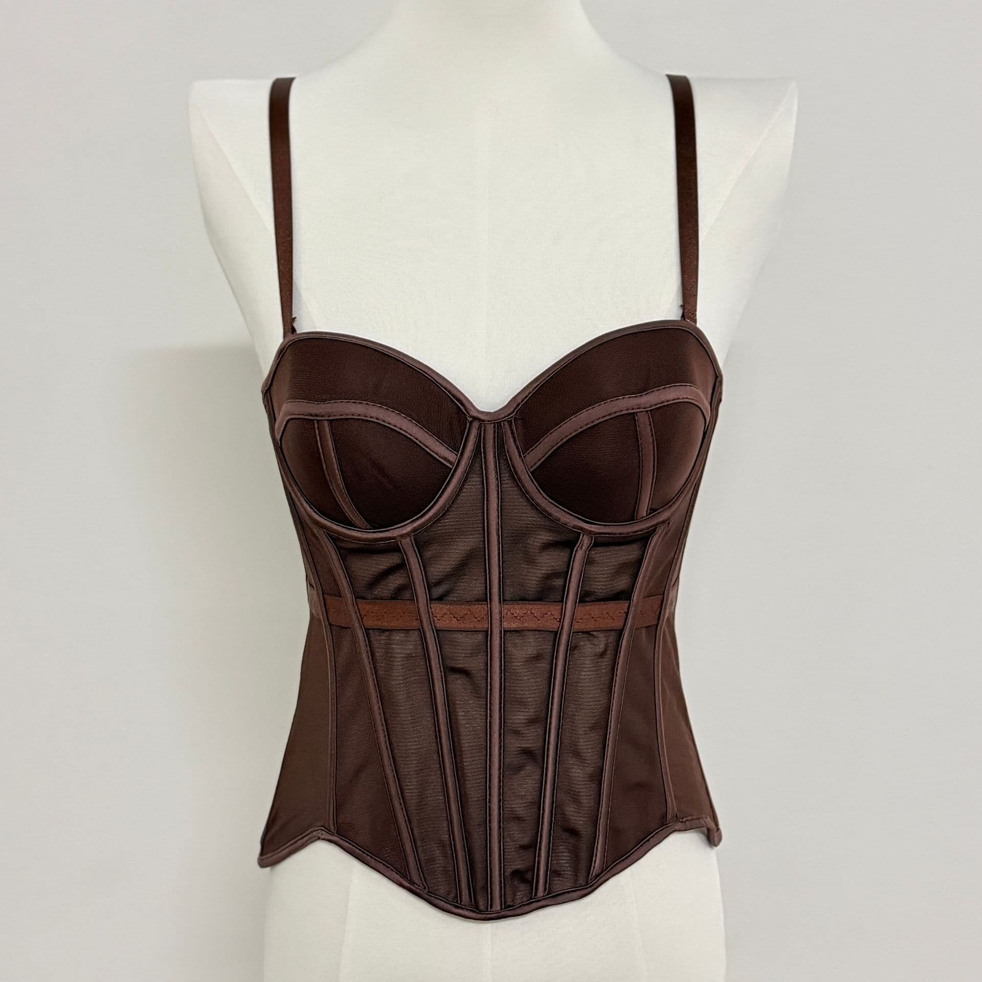 European and American Pure Desire fishbone top knitted mesh solid color camisole slimming beauty straps chest pad outer bra