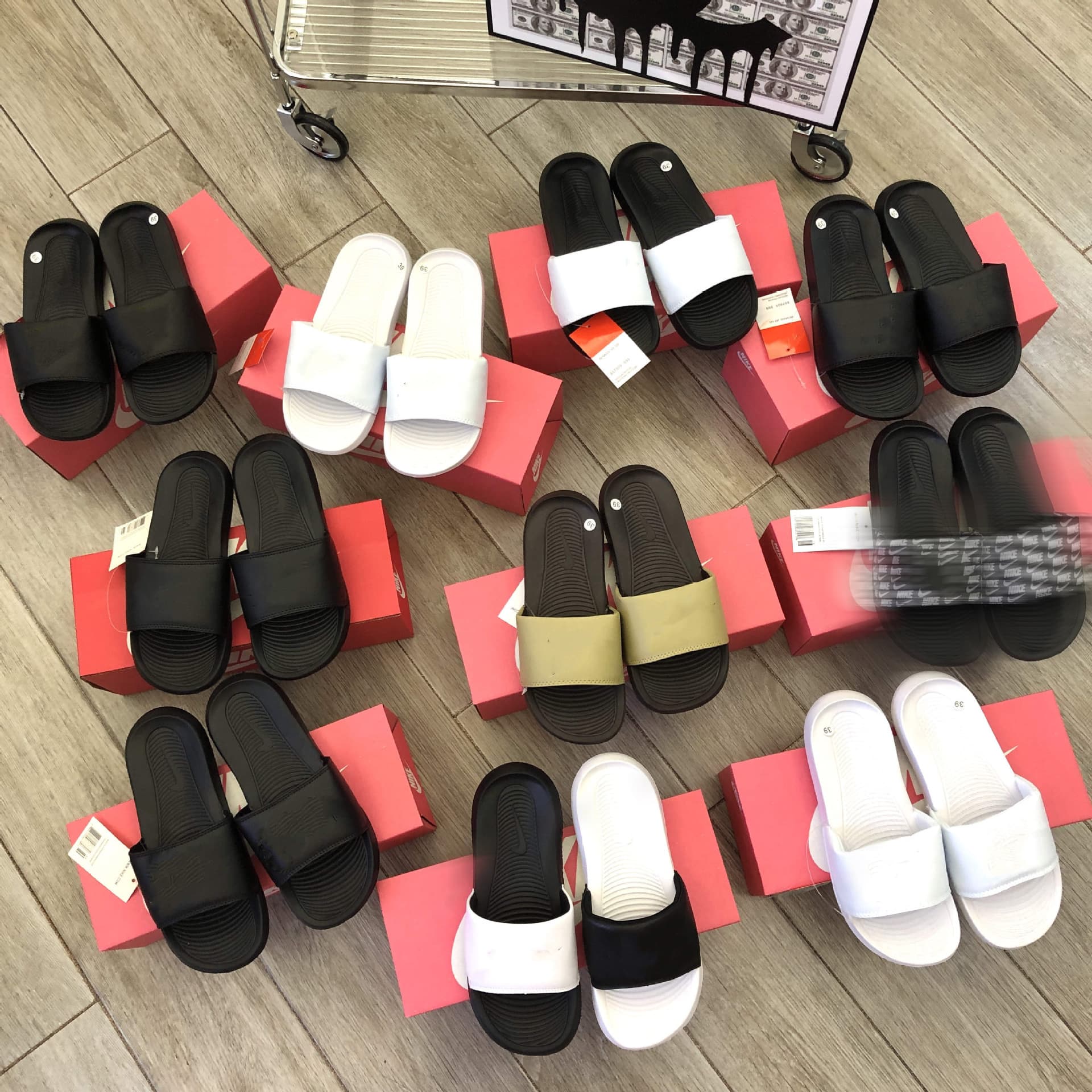 Summer Arc Baroque Brown Unisex Black White Velcro Flying Man Ninja Contrast Color Sports Slide Sandals