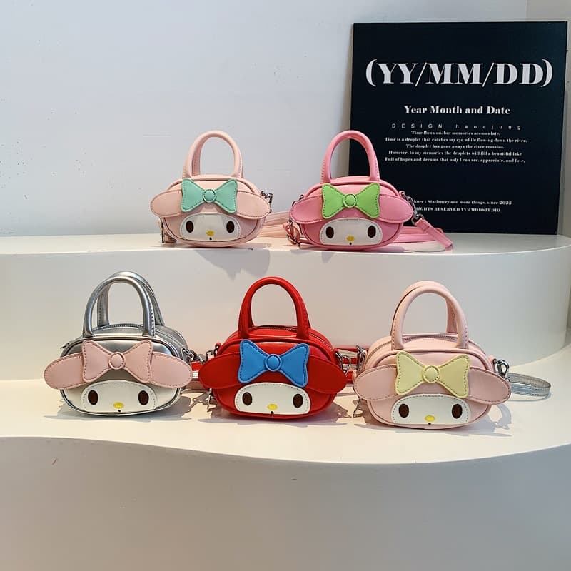 New PU Cartoon Mini Bunny Bow Children's Parent-Child Accessory Handheld Shoulder Crossbody Small Bag for Women