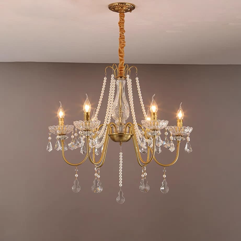 Light luxury crystal chandelier, new French style living room lamp, retro simple wedding style, American style bedroom and restaurant lighting
