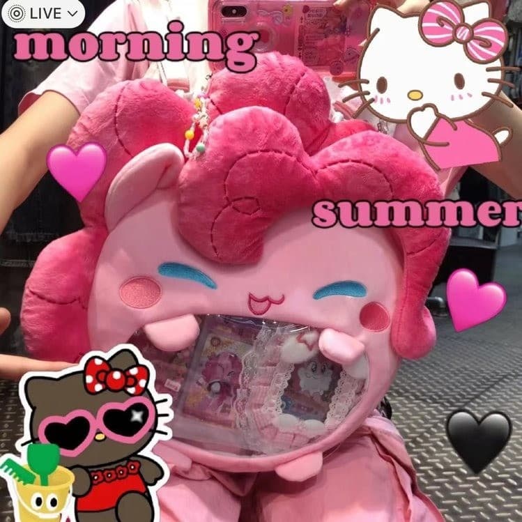 Cartoon Ins My Little Pony Ita Bag Cute Pinkie Pie Plush Backpack Large Capacity Girl Student Bag