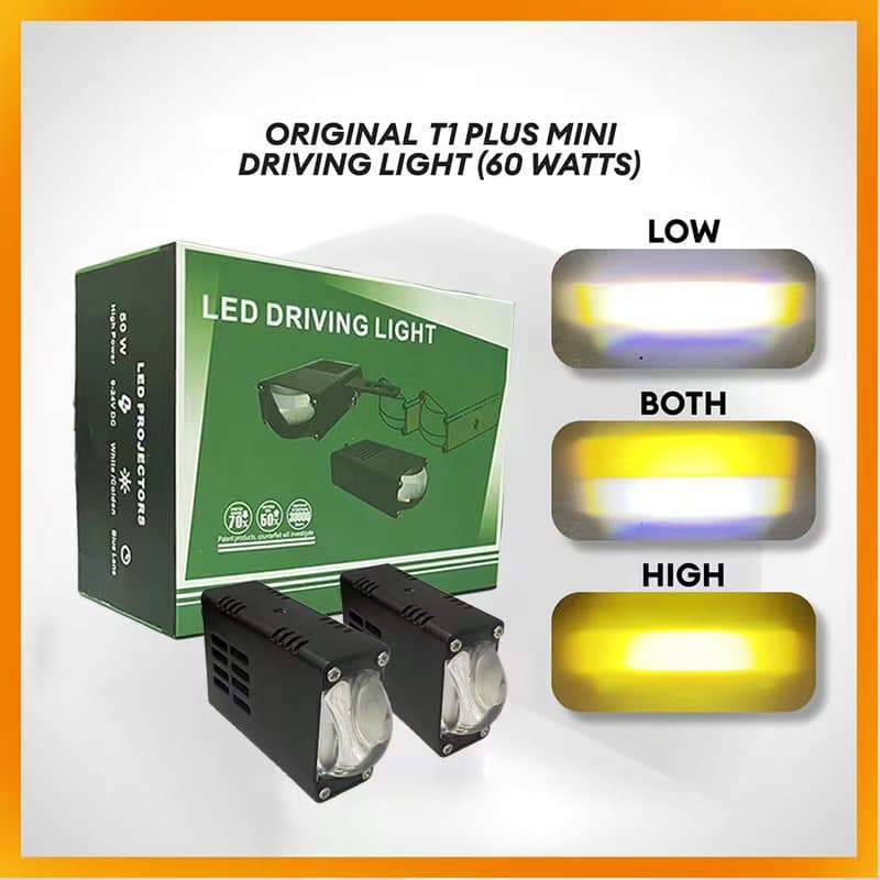 Car LED Grille Light 1-Light Daytime Running Light Laser Headlight Grille Light Dual-Color White Yellow Motorcycle Spotlight