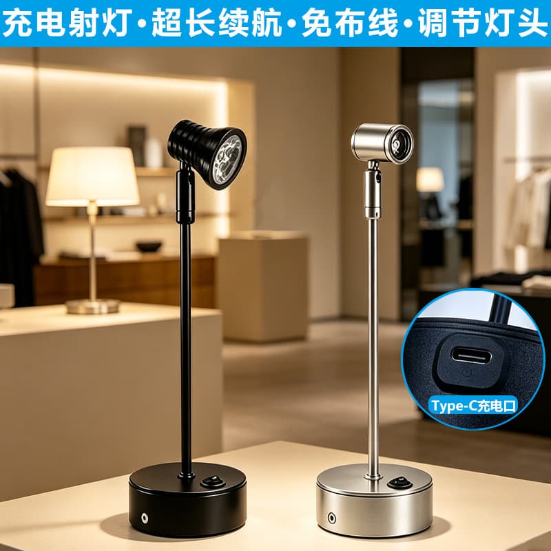 Rechargeable Jewelry Spotlight, No Wiring Needed, Long Battery Life, Portable Mobile Ambient Light for Jewelry Display Cabinets and Counters