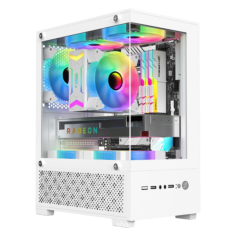 T8 Column-Free Aquarium-Style DIY PC Case for Desktop, MATX/Small-Mid Motherboard with Glass Side Panel