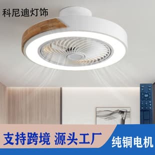 Cross-border Nordic Macaron Rotatable Air Guide Ceiling Light Nordic Invisible Round Square Children's Ceiling Fan Light with Electric Hanging Fan