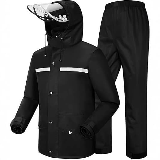 Men's Raincoat and Rain Pants Set, Two-Piece Long Full-Length Rainproof Raincoat for Electric Motorcycles, Delivery Rides
