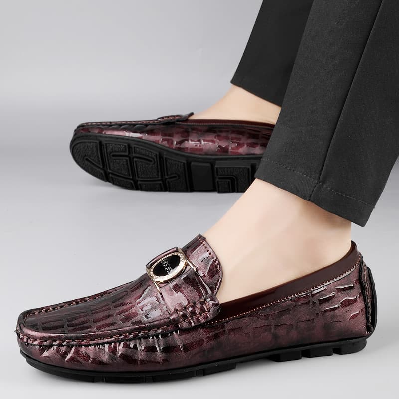 2025 Autumn/Winter New Men's Shoes Live Hot Selling British Style Loafers Men's Slip-on Crocodile Texture Casual Driving Leather Shoes