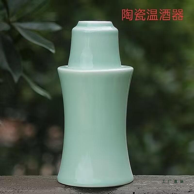 Three-ounce ceramic wine warmer set for liquor and yellow rice wine, vintage-style with two cups, available for wholesale customization