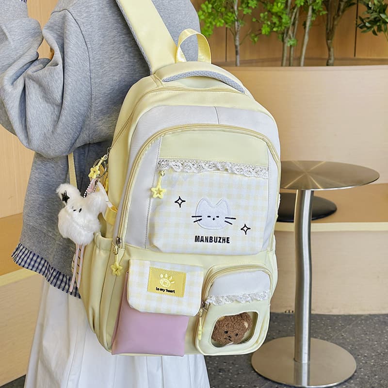 Korean college style cute backpack girl sweet little many students class bag light backpack