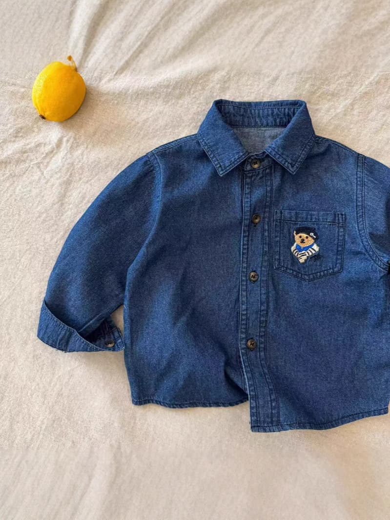 Kids' Denim Shirt Embroidered Casual Spring Fashion Baby Boy Cotton Long Sleeve Korean Style Top Coat Trendy Spring Autumn