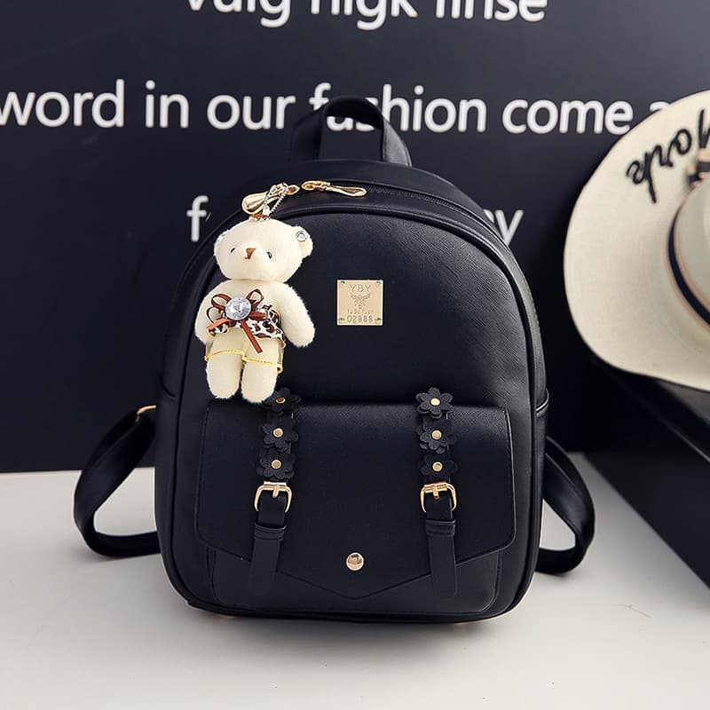 New Korean-Style PU Backpack for Female Students, Casual Fashionable Versatile School Bag Travel Bag A87