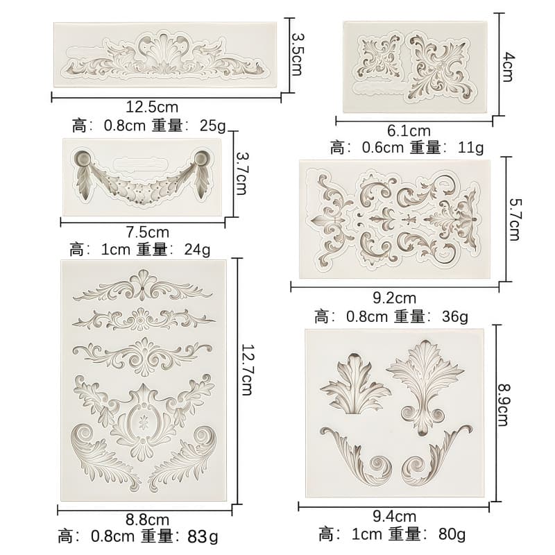 Cross-border European Vintage Embossed Photo Frame Pattern Epoxy Fondant Chocolate Cake Decoration Baking Silicone Mold