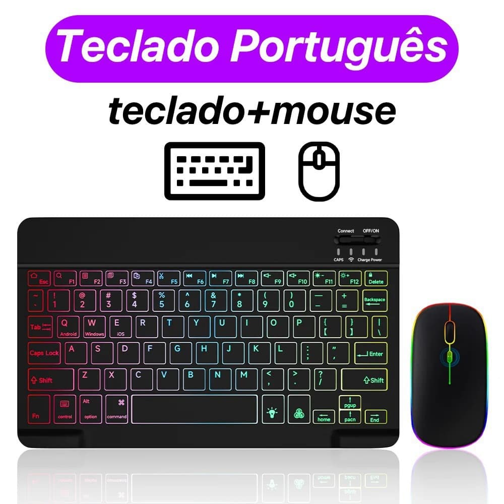 Suitable for ipad tablet Samsung Huawei luminous bluetooth keyboard colorful RGB backlight portable keyboard wholesale