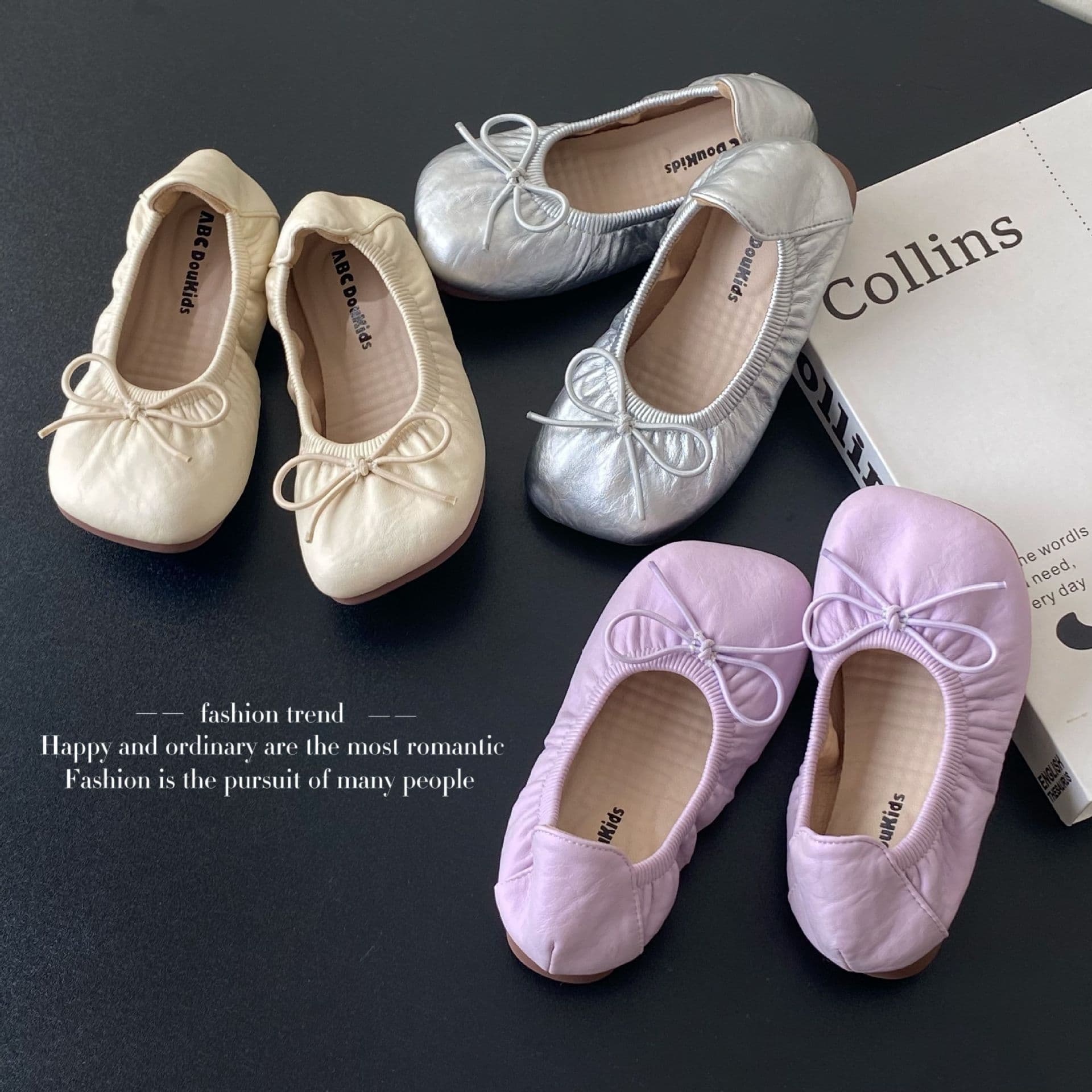 Girls' Shallow Round Toe French Flats, Spring 2025 New Princess Low Heel Shoes to Match Dresses, Mary Jane Style
