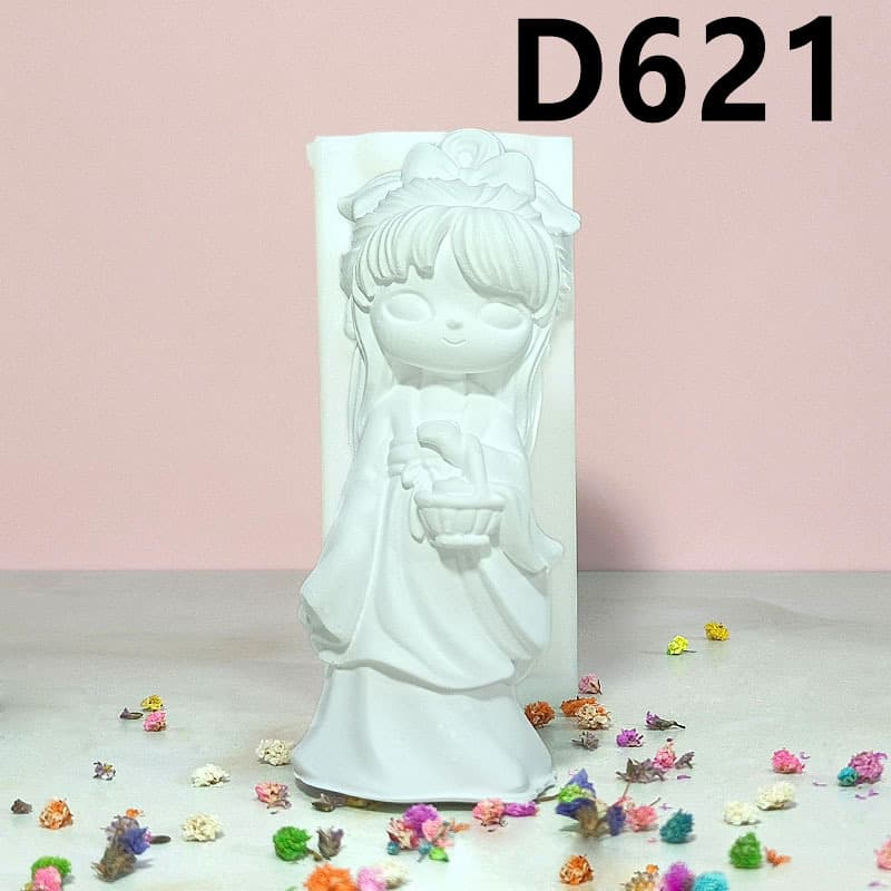 Ancient Style Maid Silicone Mold New Stereo Plaster Doll Handmade Home Decoration Ornaments D621