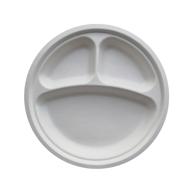 Disposable, divided, food-grade 9-inch children's plates, restaurant plates, three-compartment round plates wholesale