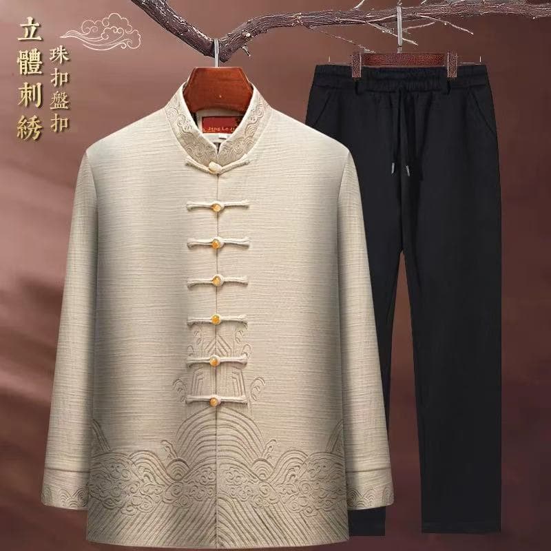 Tang suit jacket for fathers, thin style, spring and autumn, Chinese style, birthday jacket, clothes for grandfathers and elderly men, middle-aged and elderly men's clothing