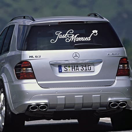 X-256 Fashion Sticker Just Married Pattern Removable Waterproof Car Decal Wedding Room Wall Sticker