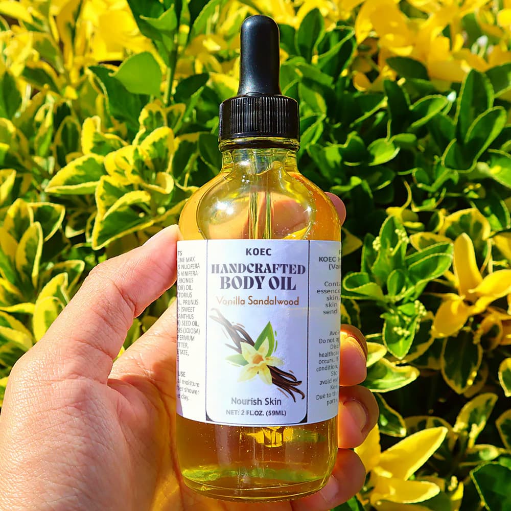 KOEC Vanilla Sandalwood Body Oil Full Body Moisturizing Massage Essential Oil for Dry Skin Nutritious Healing Skin Care
