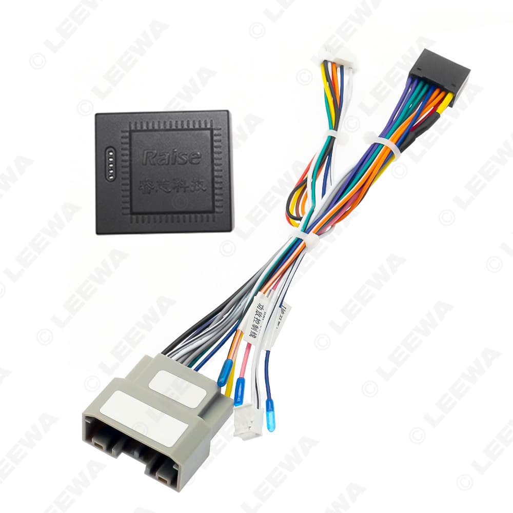 Compatible with Jeep Wrangler/Compass Android Large Screen Navigation Power Cable, Zhangxun 16P Host Tail Wire Protocol Box