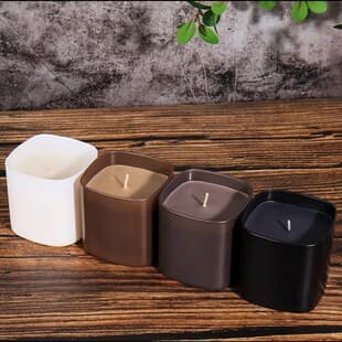 Borosilicate Glass Colored Aromatherapy Candle Square Cup Soy Wax Matte Black Glass Decorative Jar Home Fragrance Jar