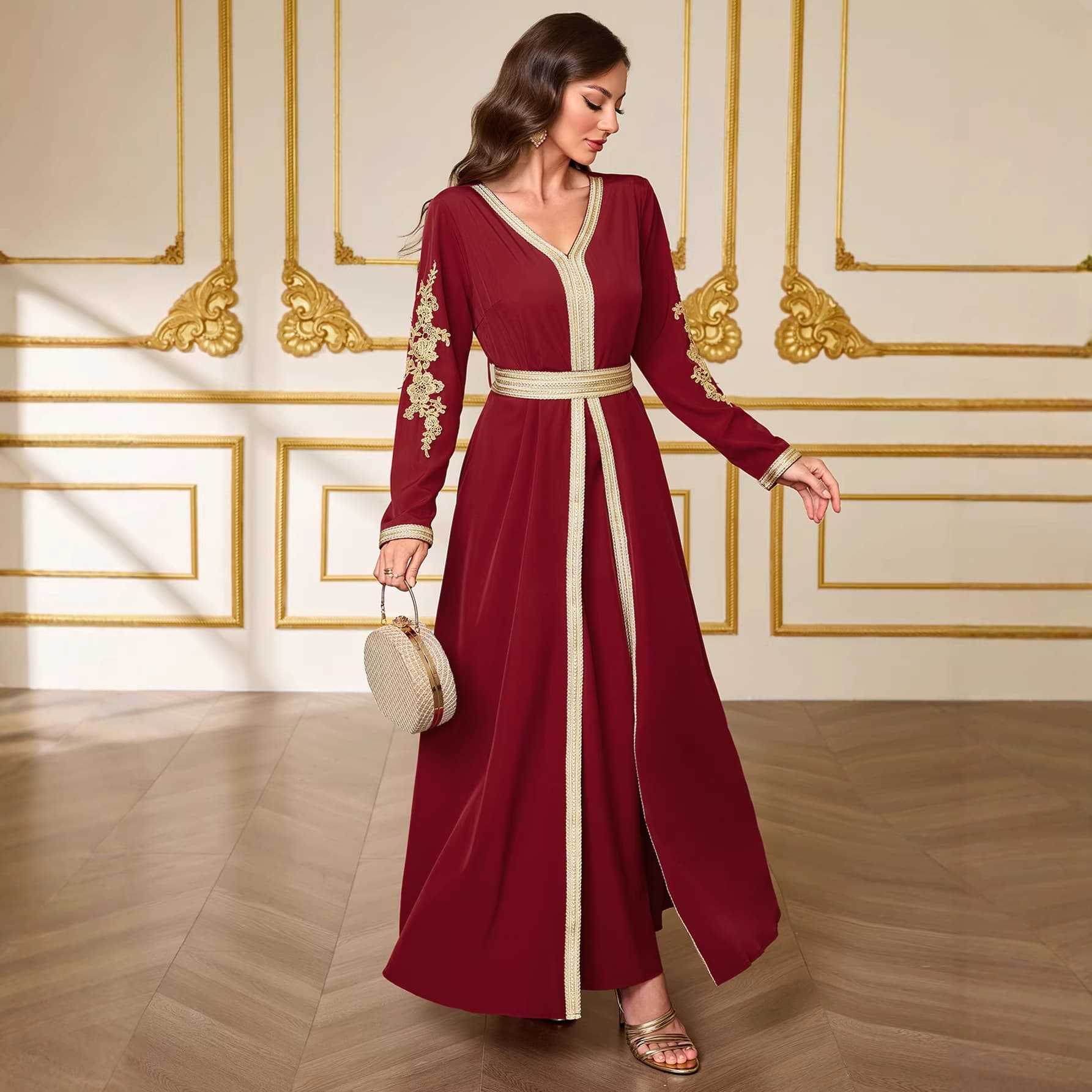 Cross-border Women's Cardigan Dress Amazon New Arrival Long Sleeve Lace Robe