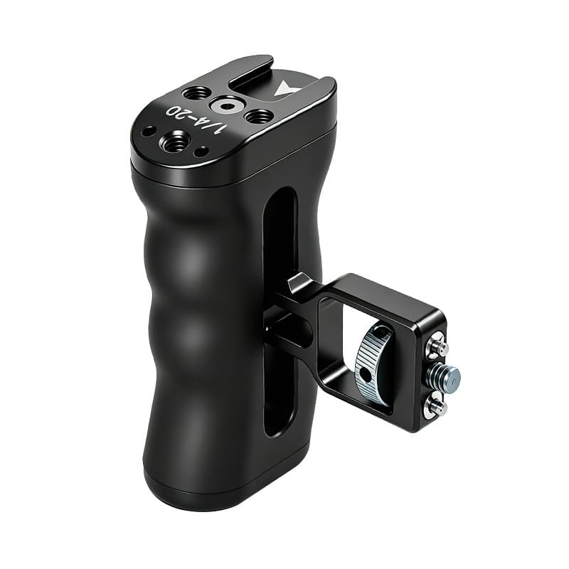 1/4 ARRI Locating Rosette Cage Side Handle Universal Left/Right Grip Handheld Handle with Cold Shoe for Mirrorless/DSLR Cameras