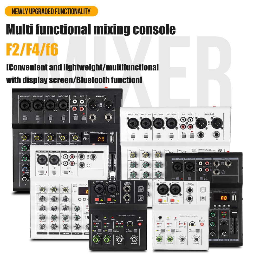 Cross-border Bluetooth Sound Card Small 4-Channel 6-Channel Mixer Live Streaming USB Mini Mixer
