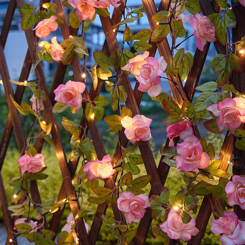 2025 New Cherry Blossom Sunflower Rose Flower String Lights Outdoor Waterproof Flashing String Lights Courtyard Garden Decoration Atmosphere
