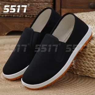 5517 Old Beijing Cloth Shoes Men's Soft Sole Breathable Shoes for Middle-Aged and Elderly Work and Driving Thousand-Layer Sole Black Breathable Comfortable