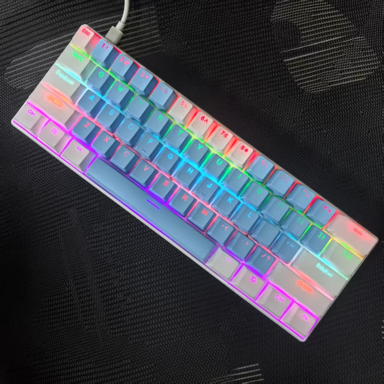 Wholesale Special H61-Key True Mechanical Keyboard, Mixed Light, Wired, Blue/Red/Tea Switches