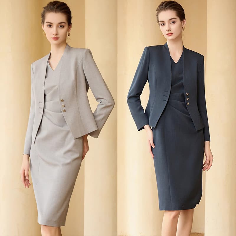 New Autumn Professional Women's Blazer Dress Set, Simple and Elegant Fashionable Suit Dress