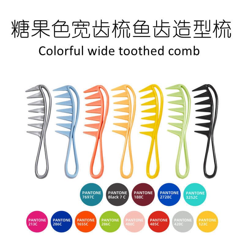 Factory Direct 3D Handle Oil Comb Hair Styling Tool Hollow Comb Fish Tooth Comb Large Curved Comb Wide Tooth Comb