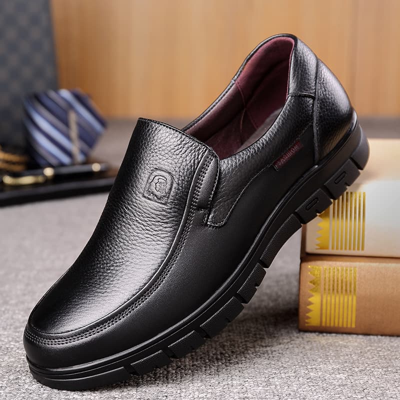 Drop Shipping Elderly Men's Top Layer Cowhide Leather Shoes Business Casual Men's Leather Shoes Genuine Leather Soft Sole Soft Leather Middle-Aged