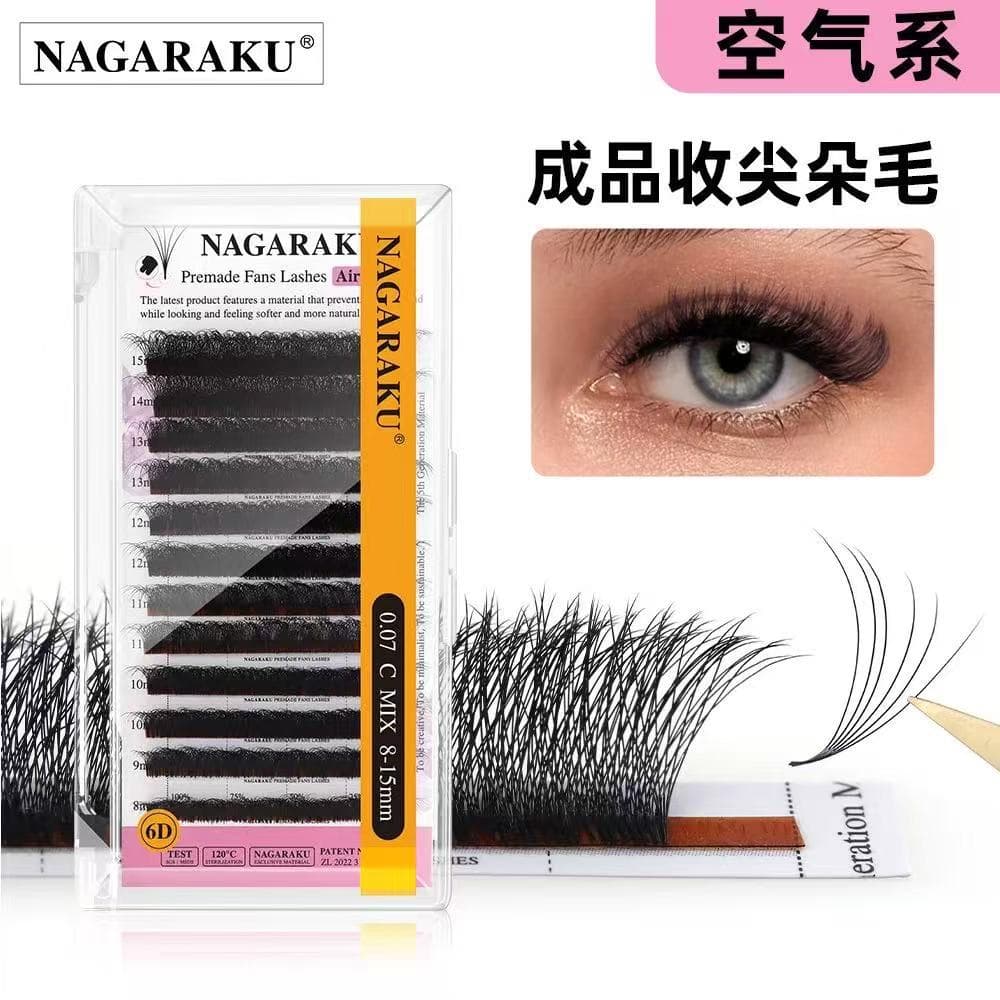 NAGARAKU densely packed pointed hair 0.07CD soft fine roots single cluster non-loose roots finished flowering grafted eyelashes