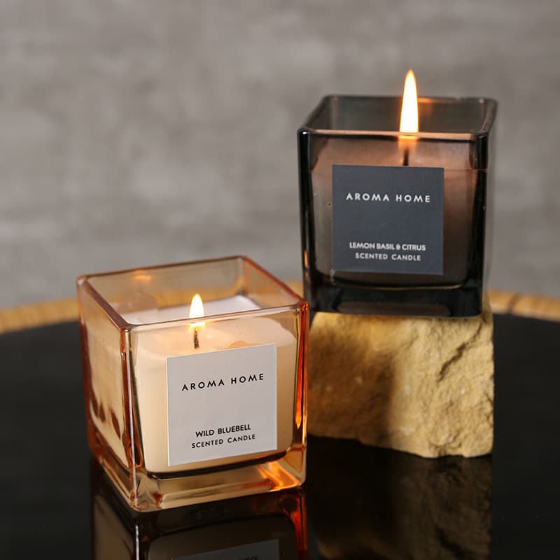 Simple Transparent Square Aromatherapy Candle Cup Glass Candle Holder DIY Creative 6*6 Square Cup Glass Jar