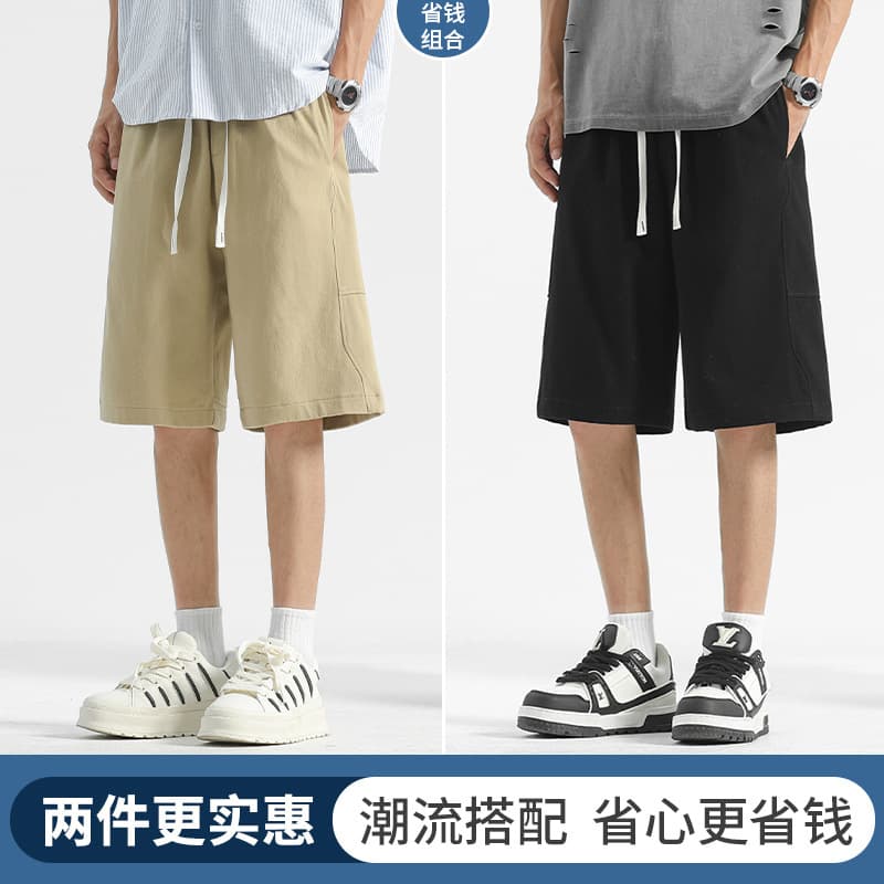 Men's Cotton Shorts, Summer Outerwear, Thin Loose Straight Leg Shorts, Work Beach Shorts, Sports Shorts, Casual 5-Inch Shorts